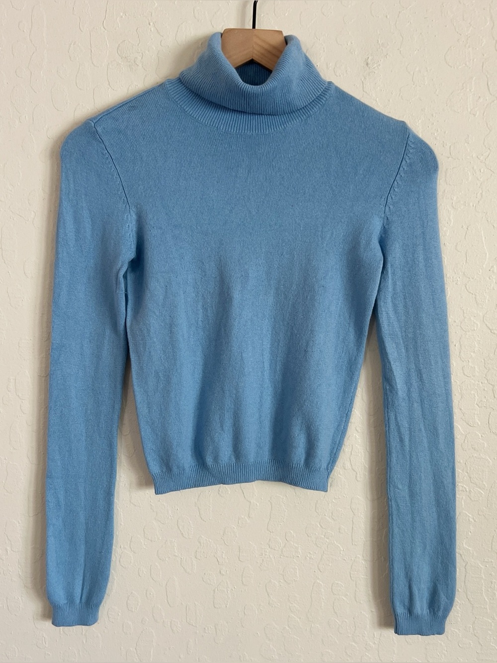 Vintage Y2K Moda International Silk Cashmere Turtleneck Sweater XS Light Blue